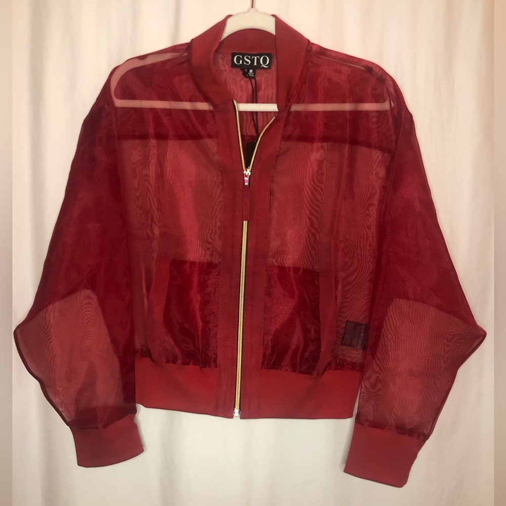 GTSQ Red Sheer Bomber Jacket